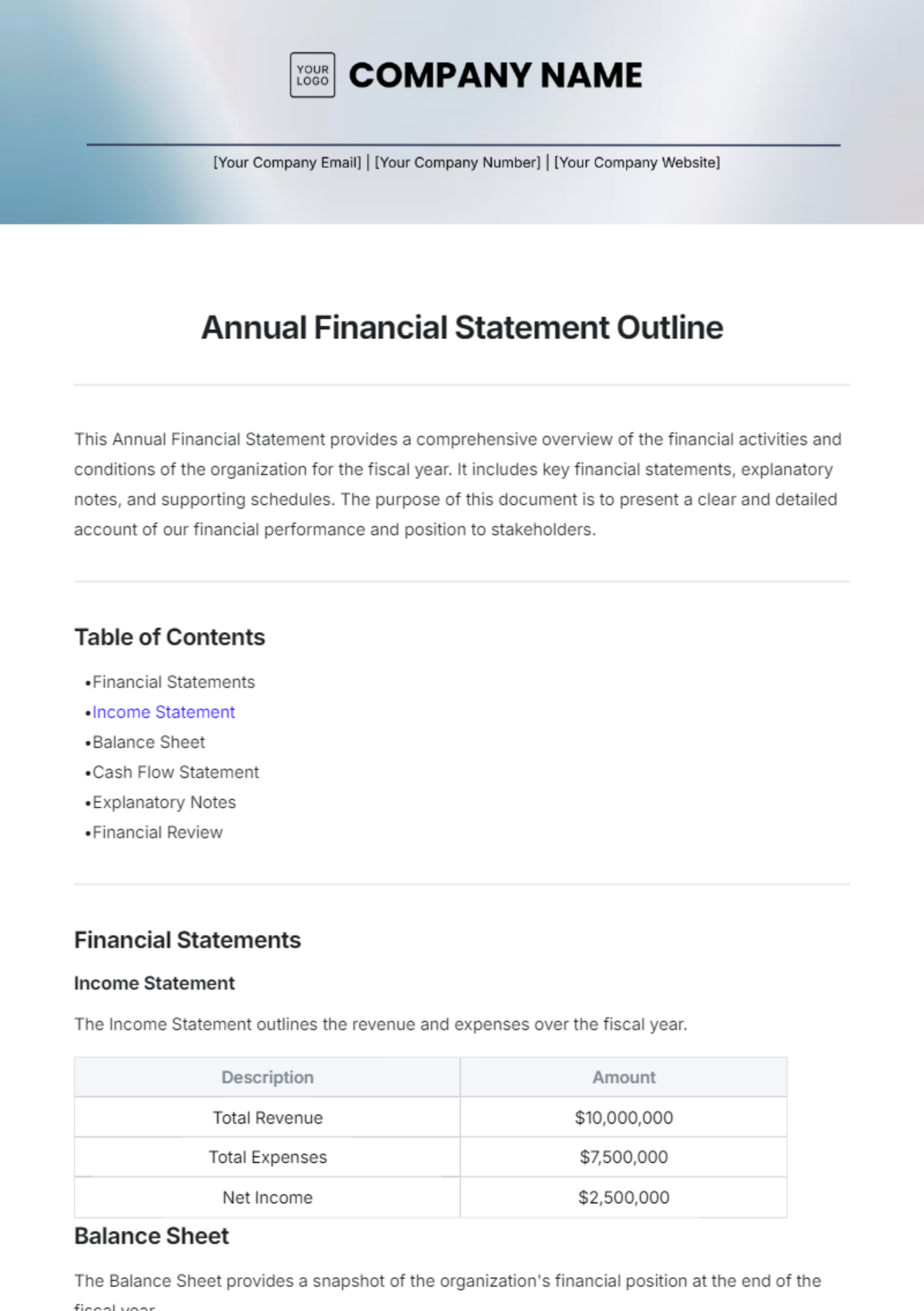 Free Summary Annual Report Template - Edit Online & Download | Template.net