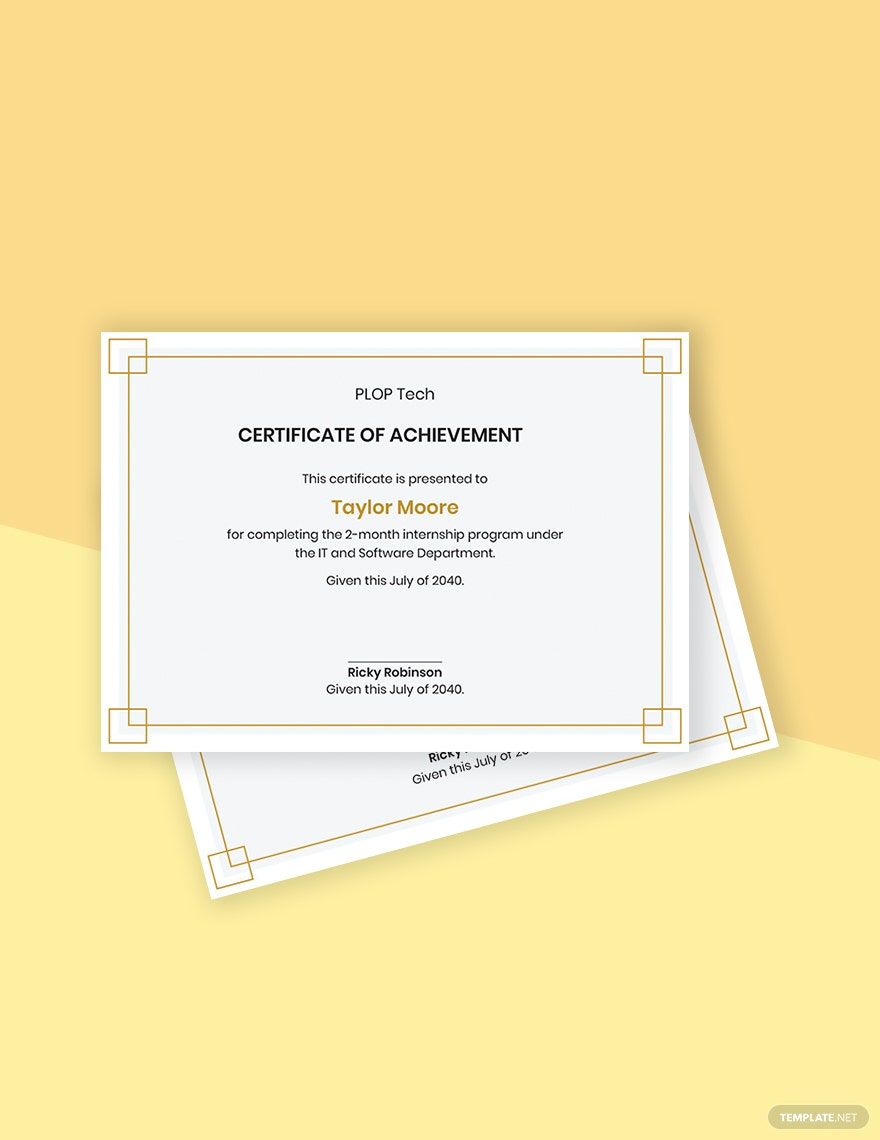 Achievements Certificate Template