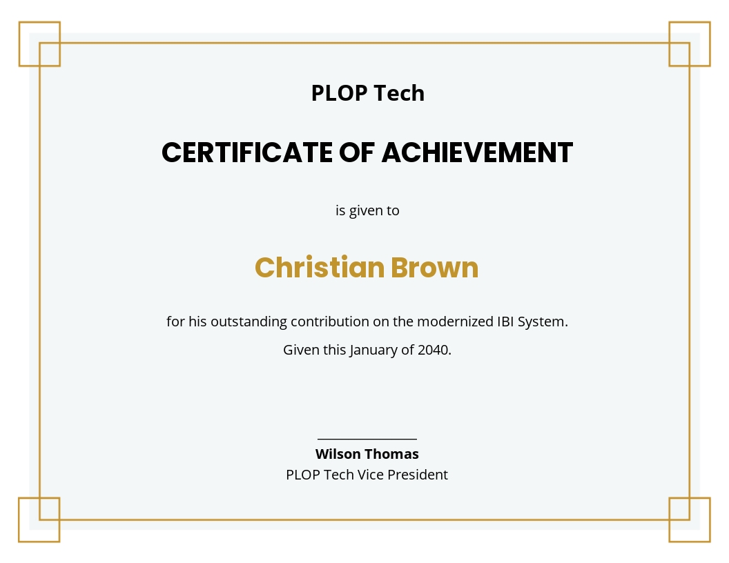Achievements Certificate Template - Google Docs, Illustrator, InDesign, Word, Apple Pages, PSD