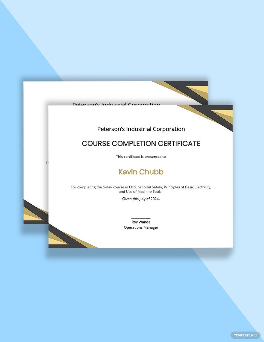 Course Completion Certificate Template