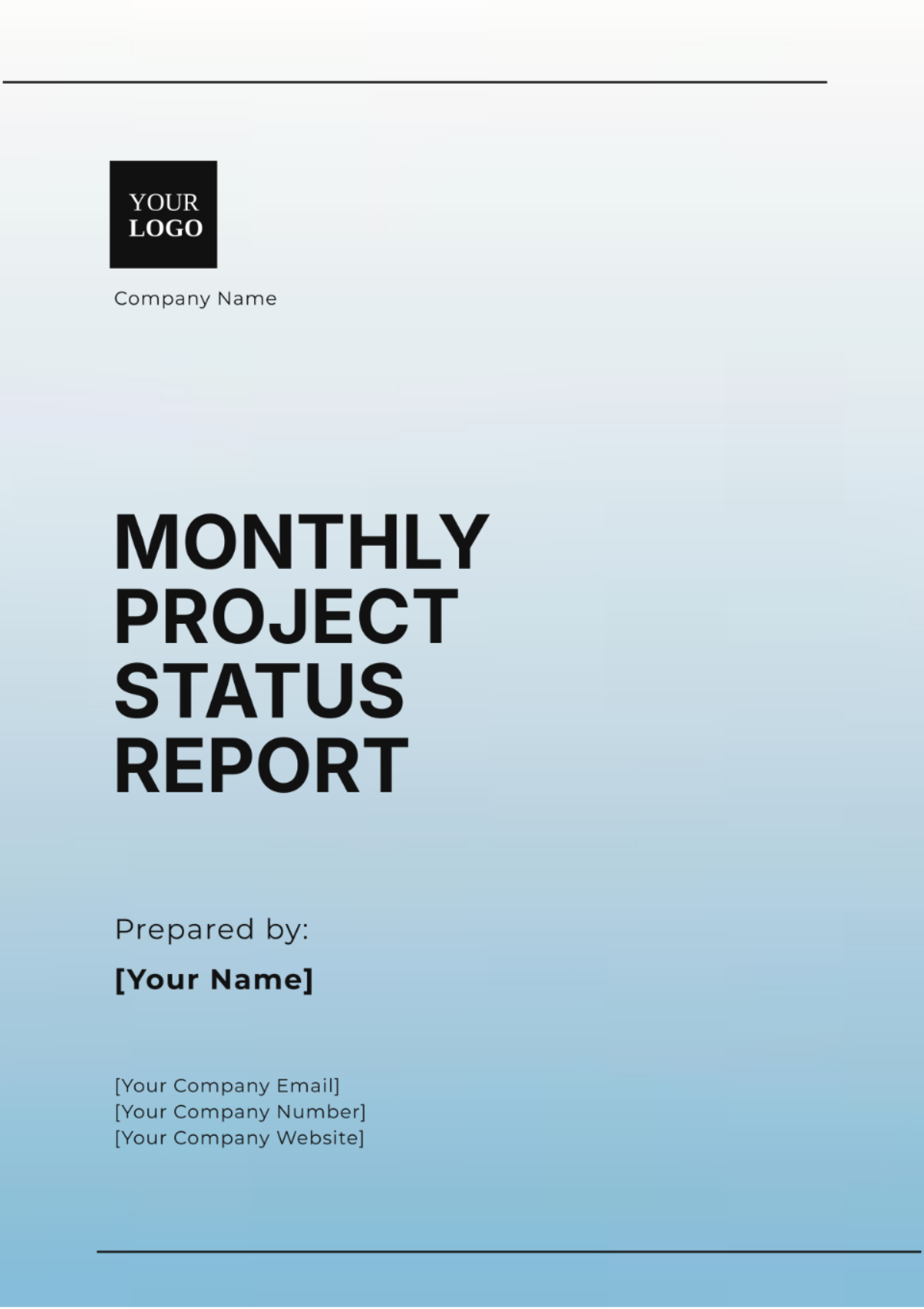 Monthly Project Status  Outline Report Template