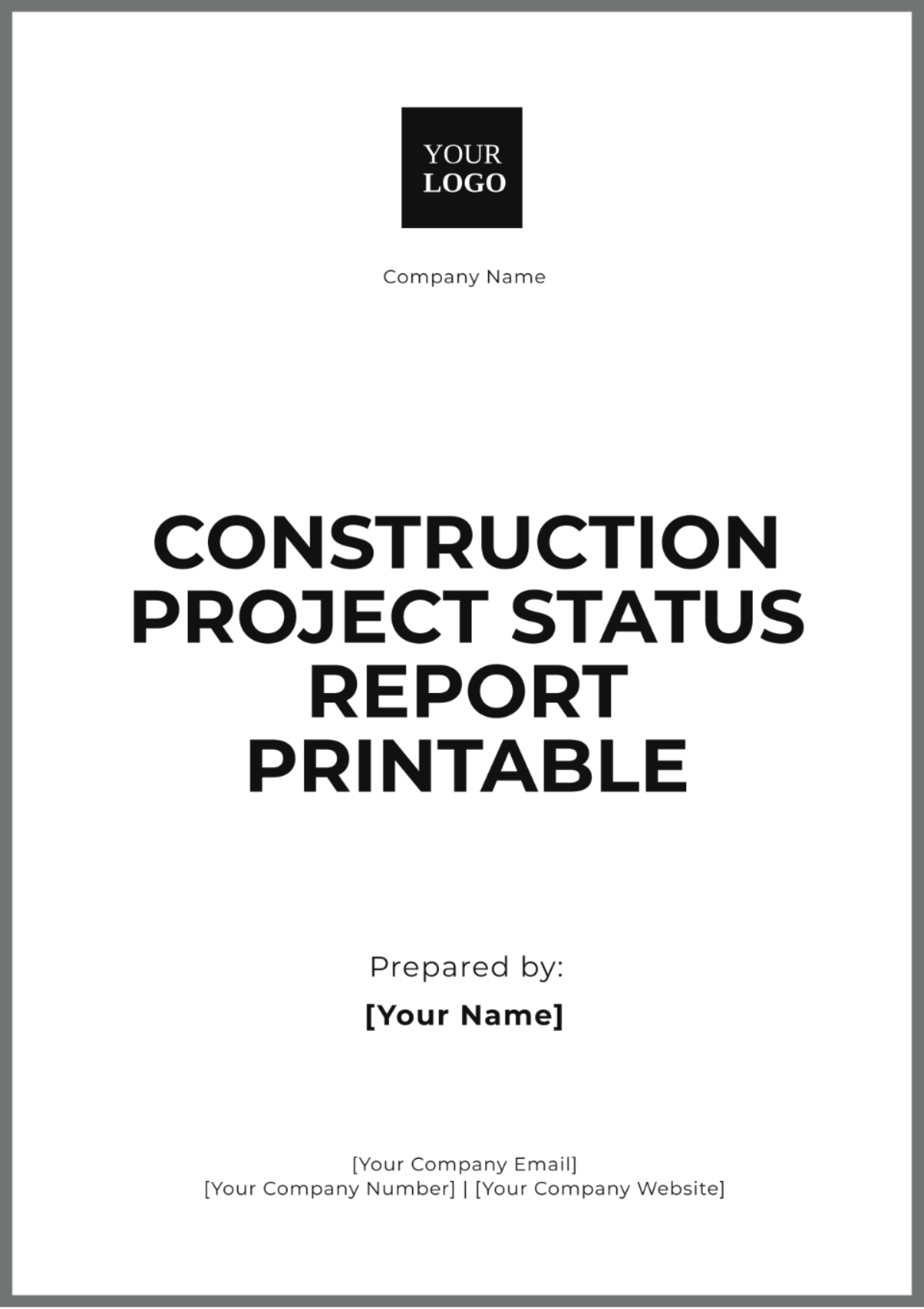 Construction Project Status Report Printable Template