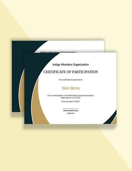 Editable Participation Certificate Template