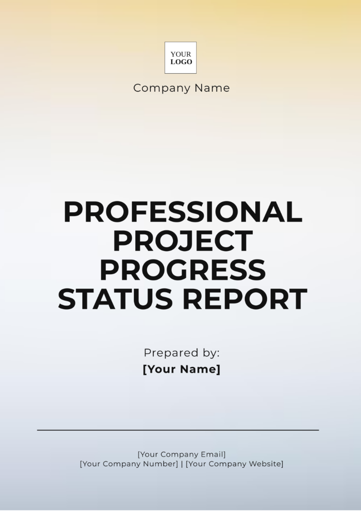 Professional Project Progress Status Report Template