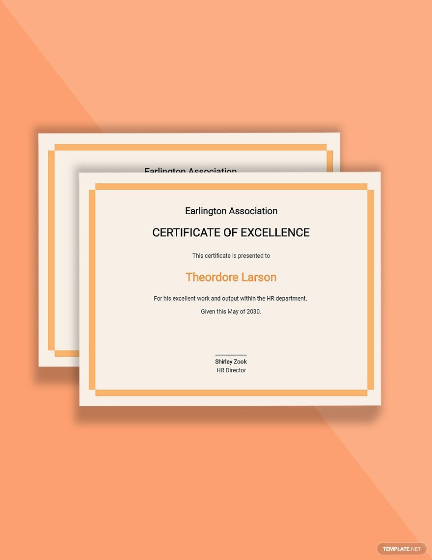 HR Excellence Certificate Template