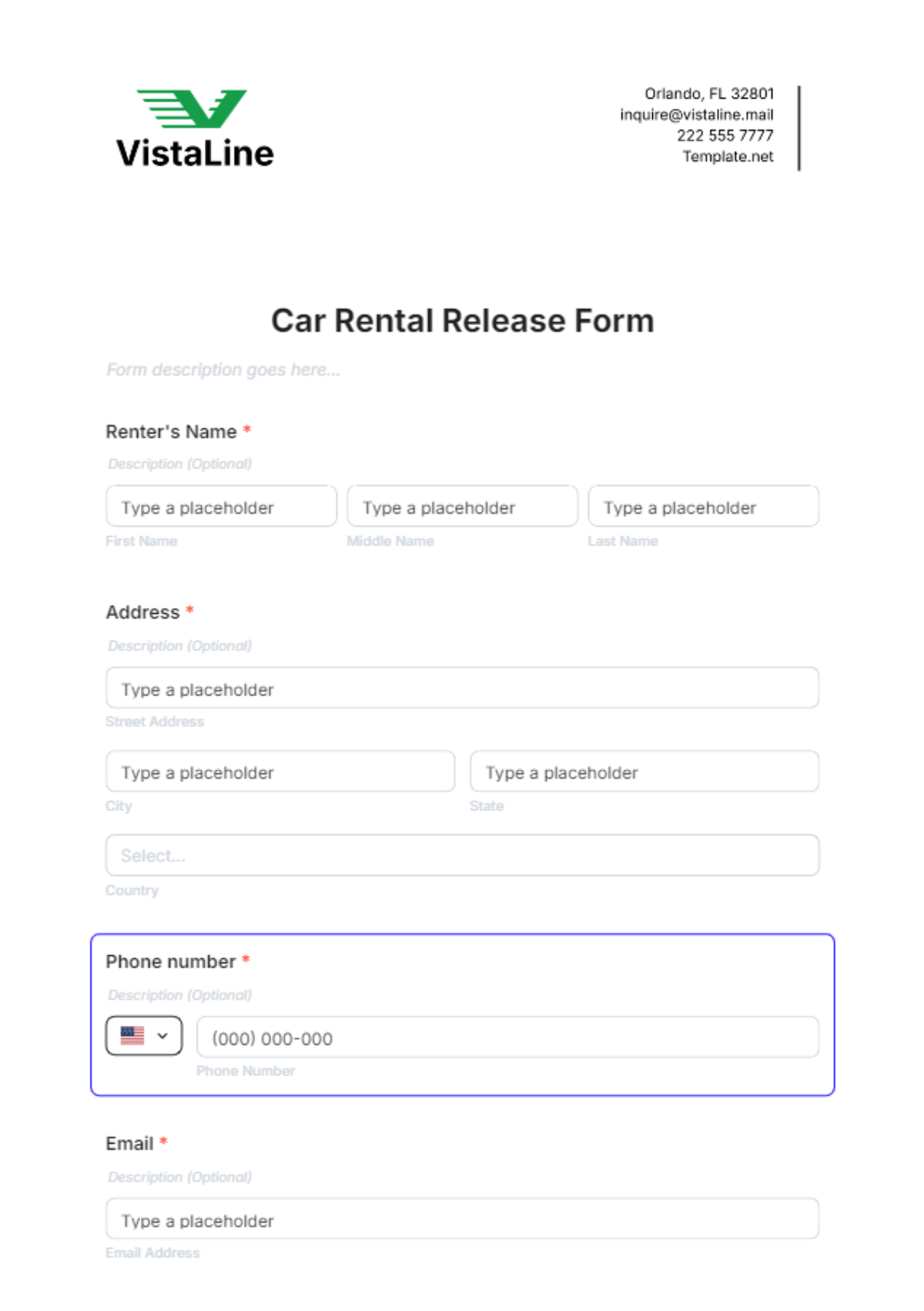 Car Rental Release Form Template - Edit Online & Download