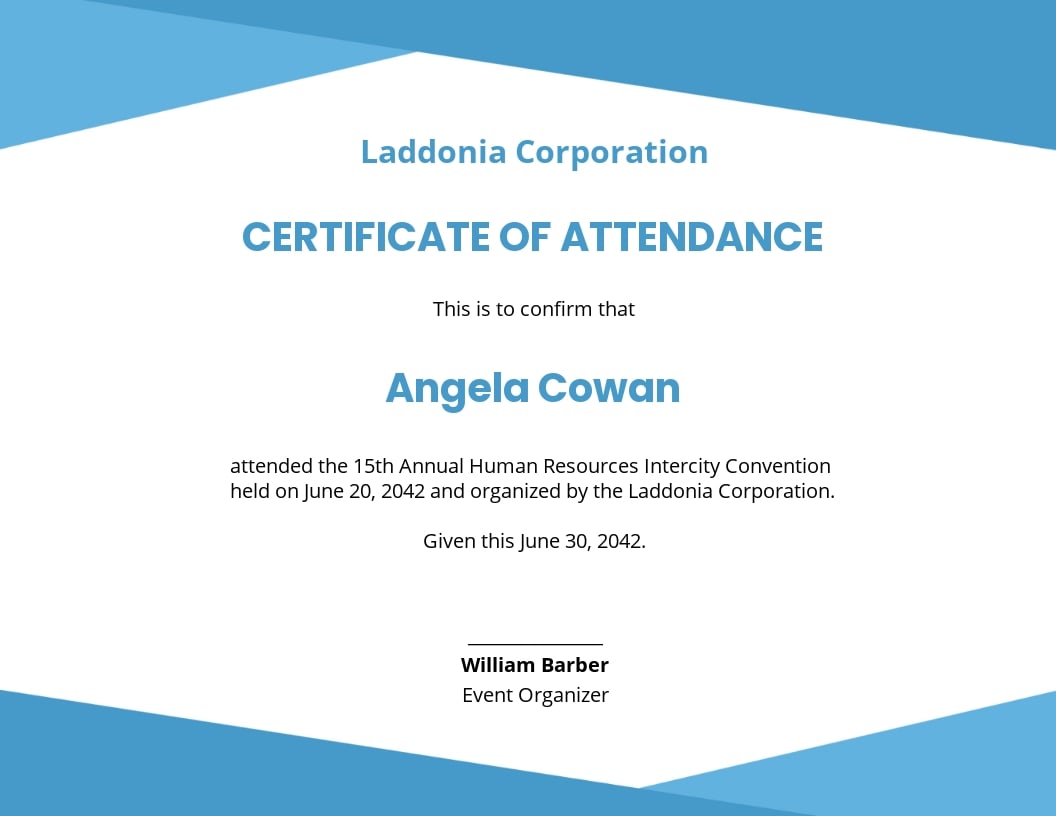 HR Attendance Certificate Template  Google Docs, Illustrator Within Conference Certificate Of Attendance Template