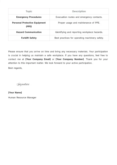 Free Safety Training Letter Design Template to Edit Online