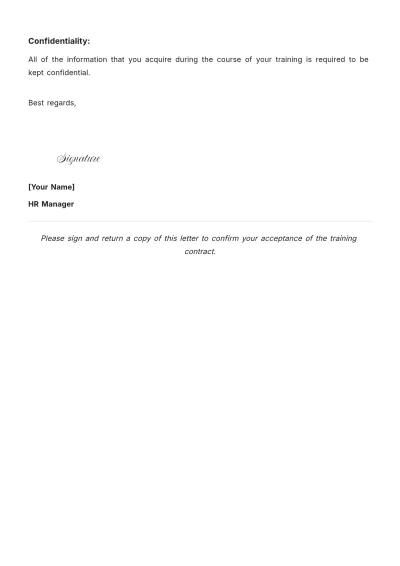 Free Printable Training Contract Letter Template to Edit Online