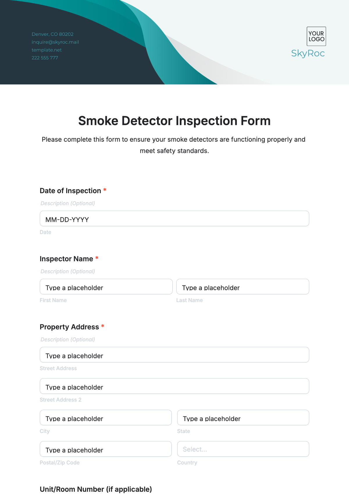 Smoke Detector Inspection Form Template