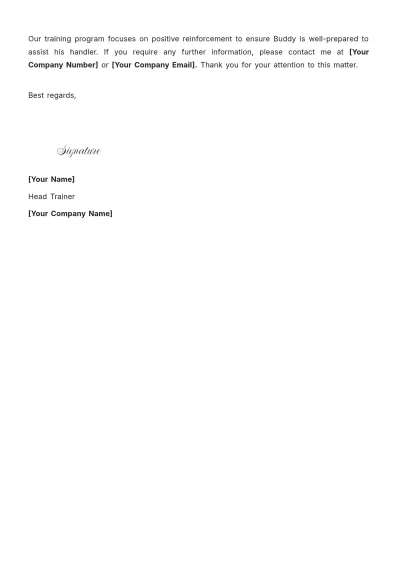 Free Service Dog Training Letter Template to Edit Online