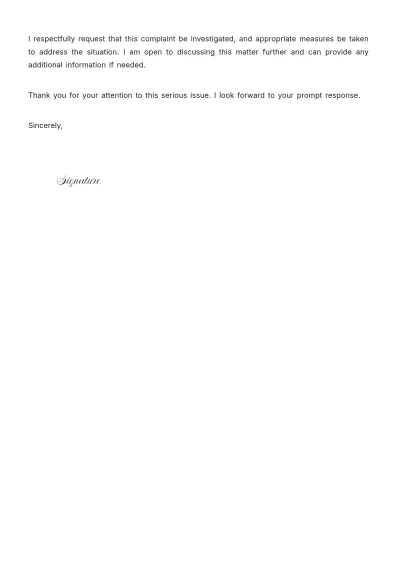 Free Internal Complaint Letter Template to Edit Online