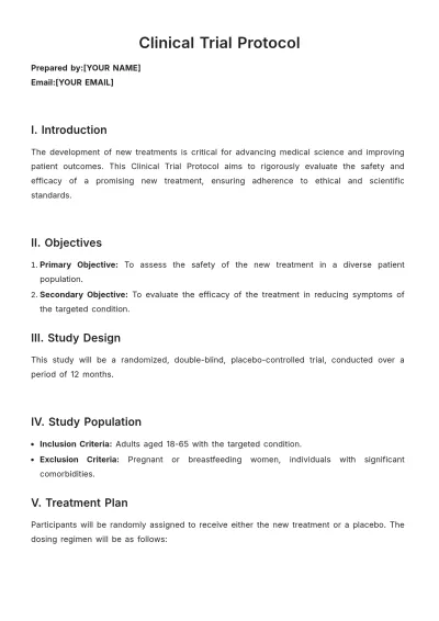 Free Clinical Trial Protocol Template to Edit Online