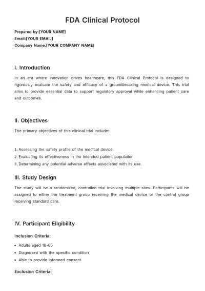 Free FDA Clinical Protocol Template to Edit Online