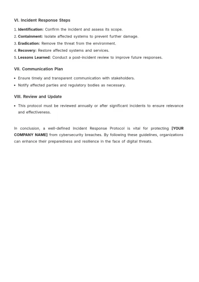 Free Incident Response Protocol Template to Edit Online