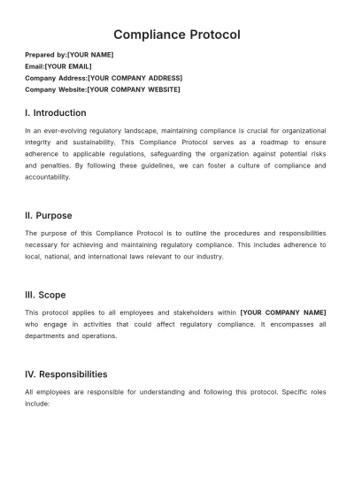 Free Compliance Protocol Template to Edit Online