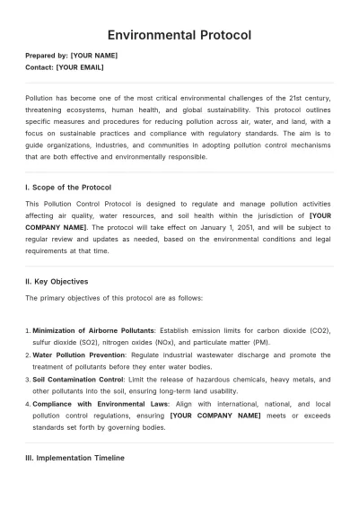 Free Environmental Protocol Template to Edit Online