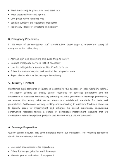 Free Coffee Shop SOP Template to Edit Online
