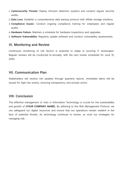 Free Risk Management Protocol Template to Edit Online