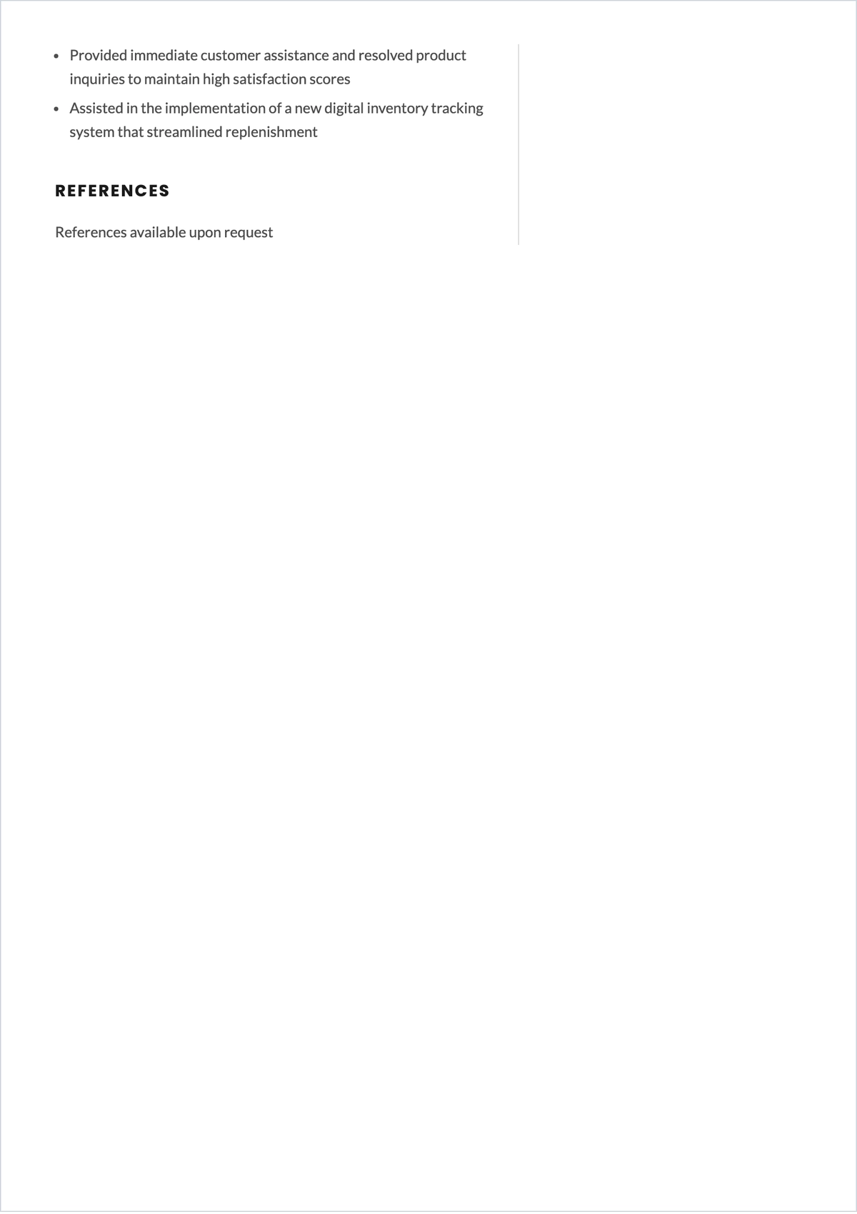Free Grocery Store ATS Resume Template, AI Resume Builder
