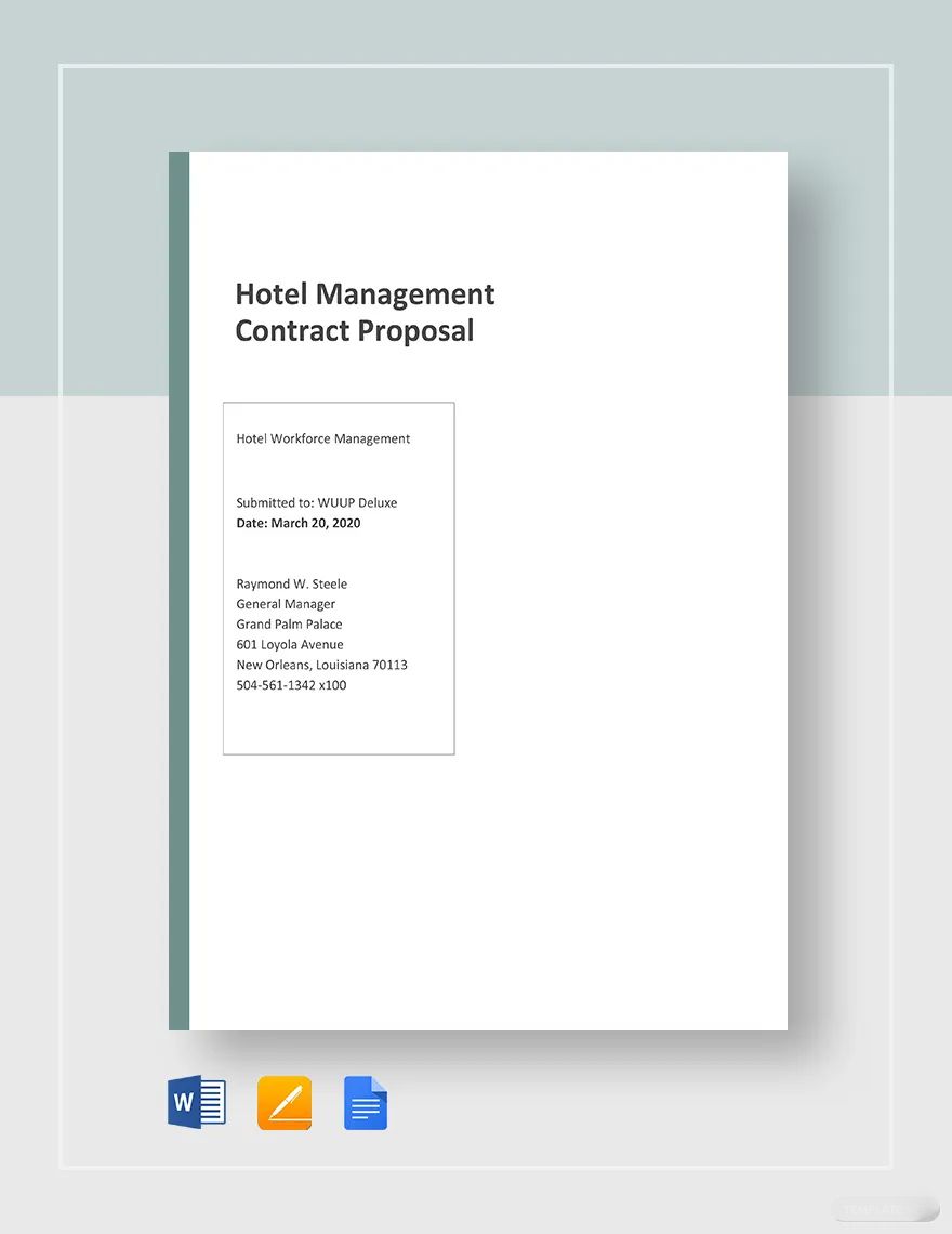 Hotel Management Contracts Proposal Template