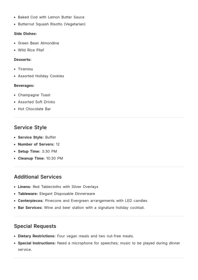Free Aesthetic Catering Banquet Event Order Template to Edit Online