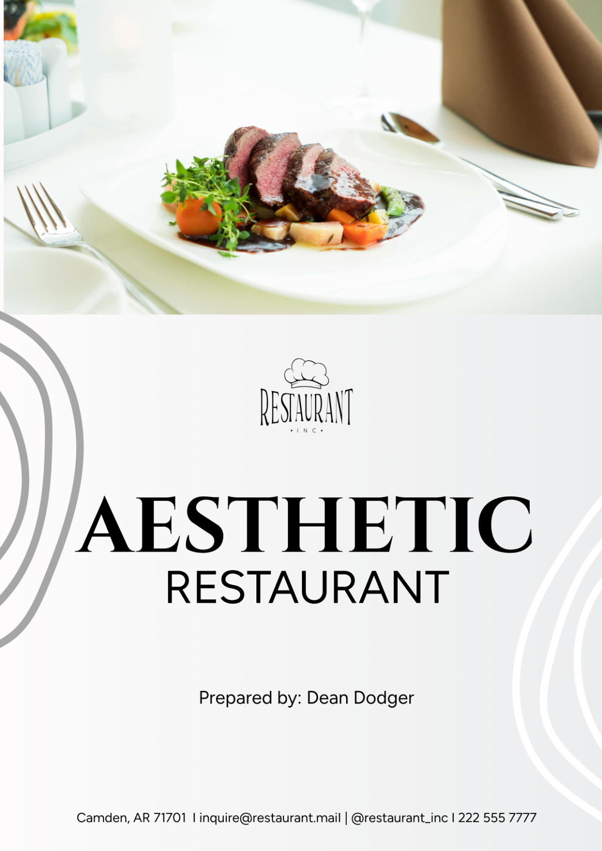 Aesthetic Restaurant Cover Page Template - Edit Online & Download