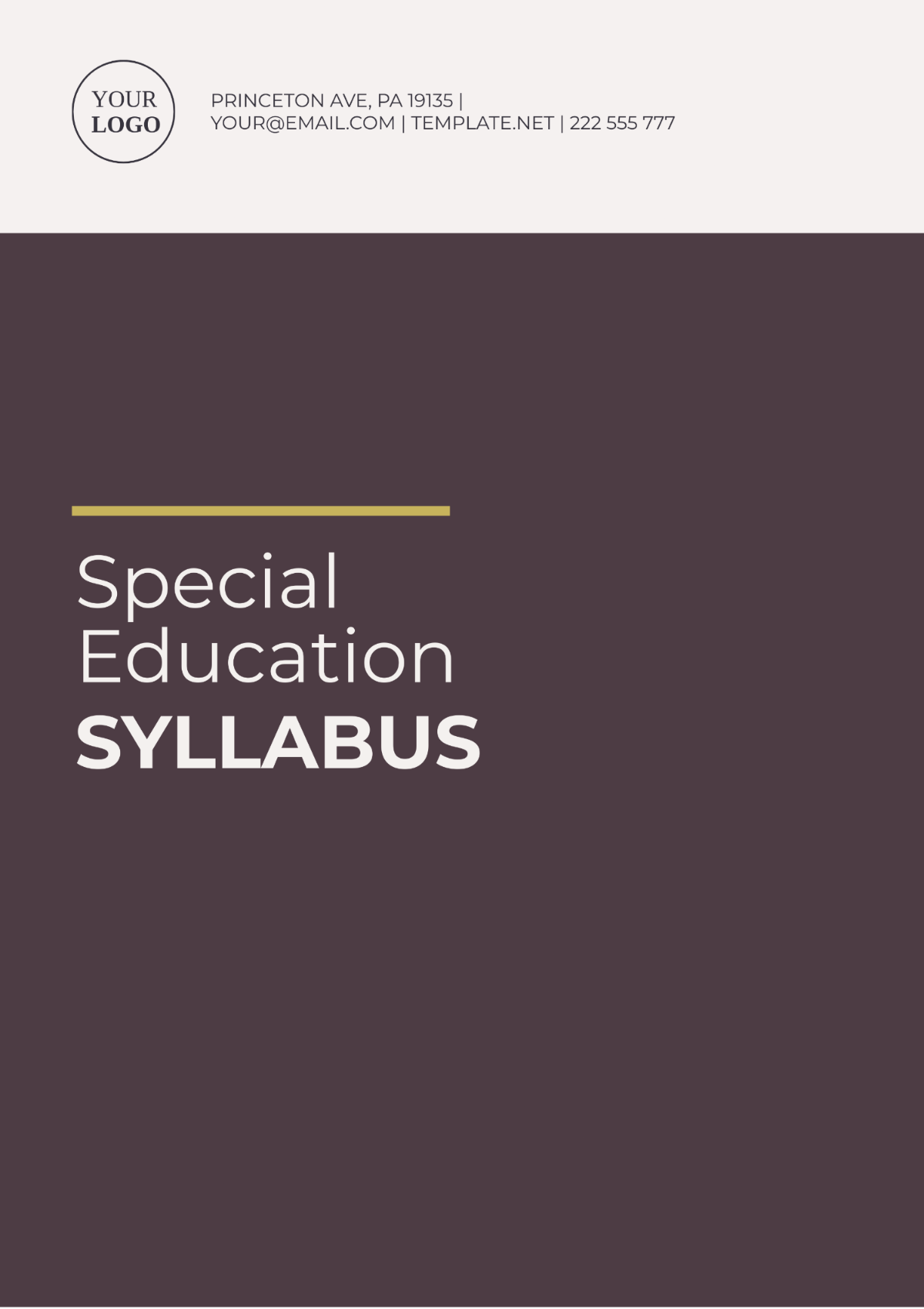 Special Education Syllabus Template