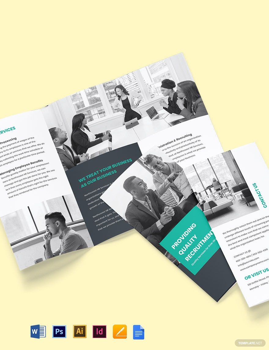 HR Services Brochure Template in Word, Google Docs, PDF, Illustrator, PSD, Apple Pages, InDesign
