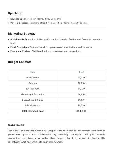 Free Banquent Event for Professional Template to Edit Online
