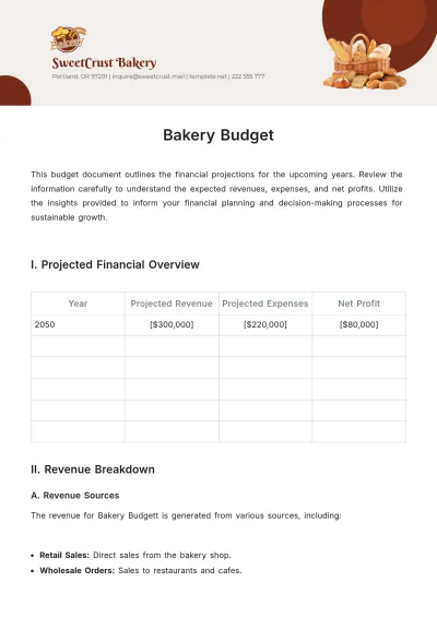 Free Bakery Budget Template to Edit Online