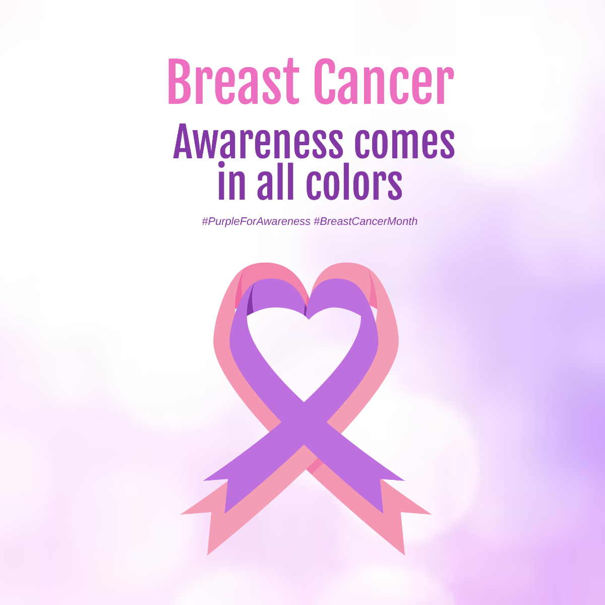 Purple Breast Cancer Awareness Month Instagram Post Template - Edit Online & Download