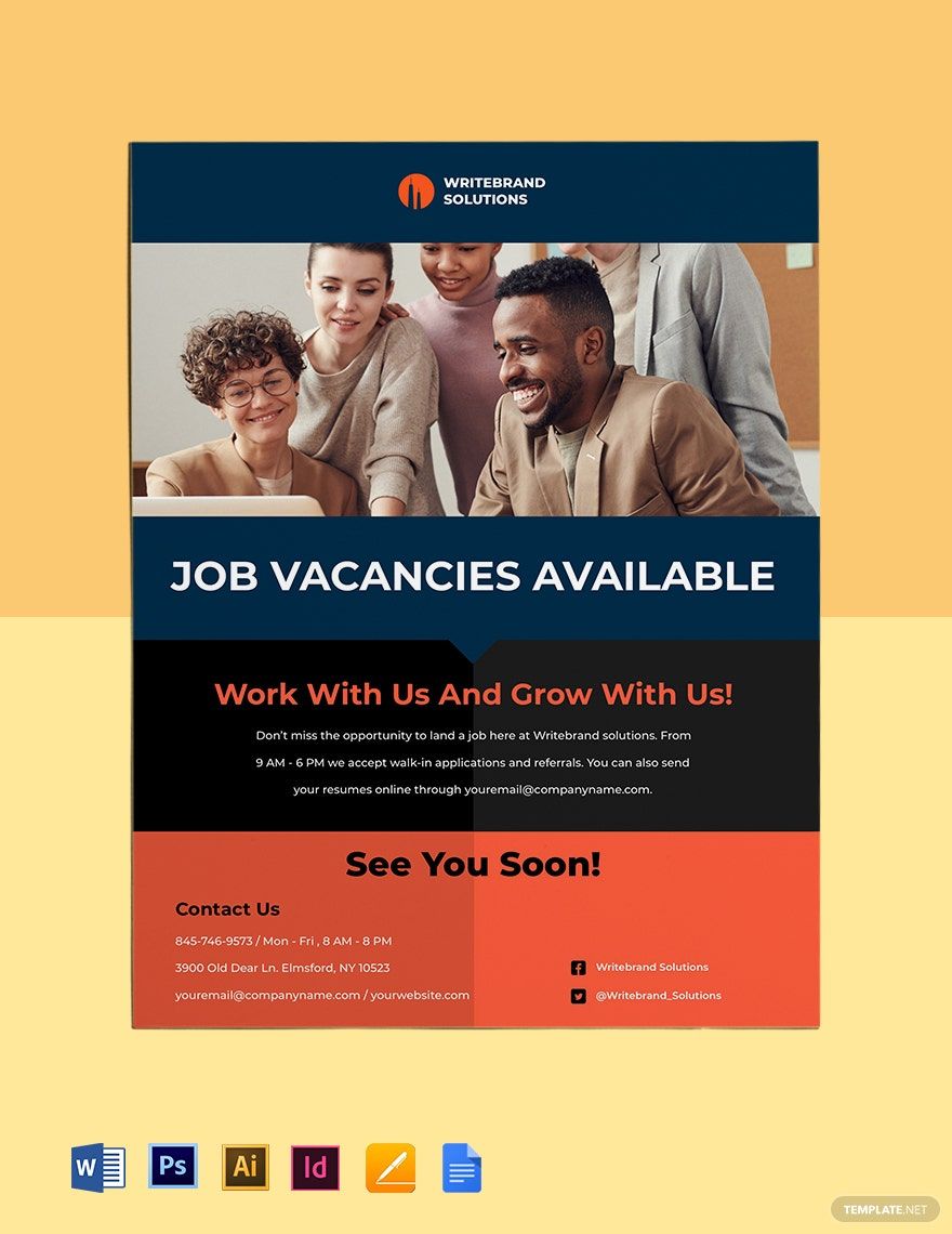 Job Vacancy Flyer Template in Word, Google Docs, Illustrator, Apple Pages, InDesign