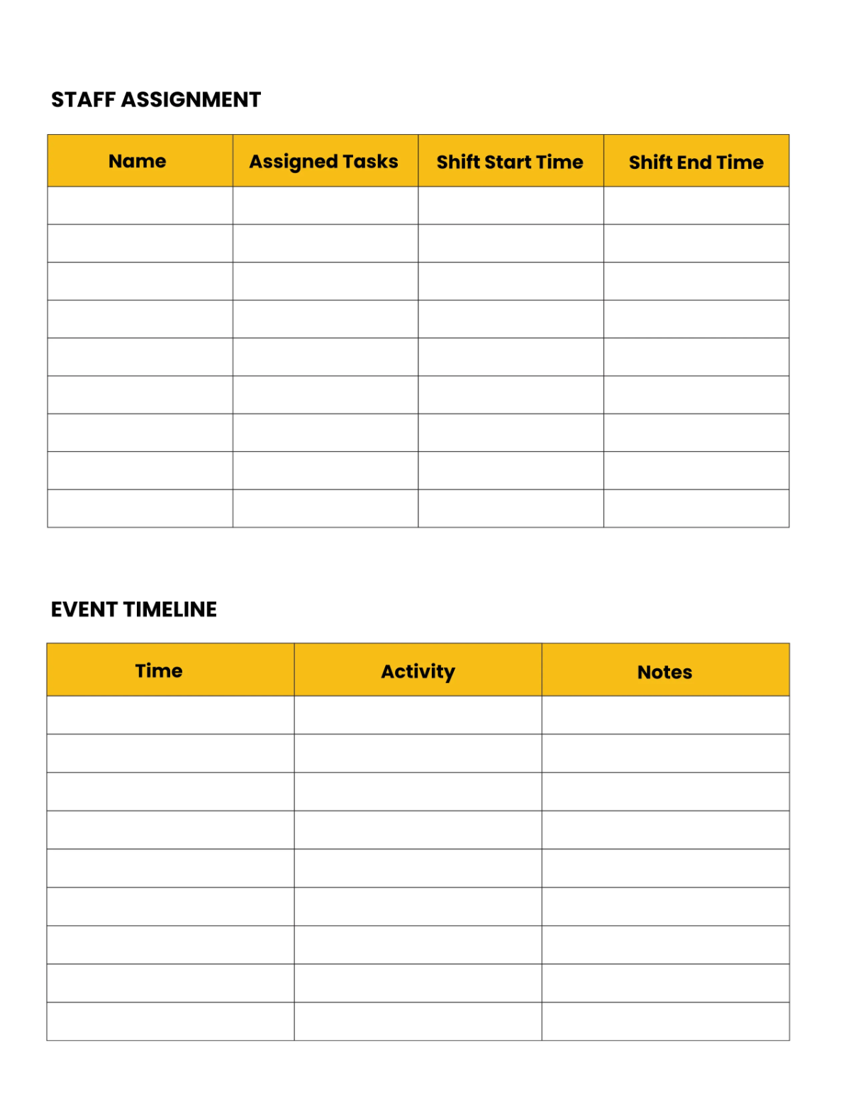 Free Catering Planner Template to Edit Online