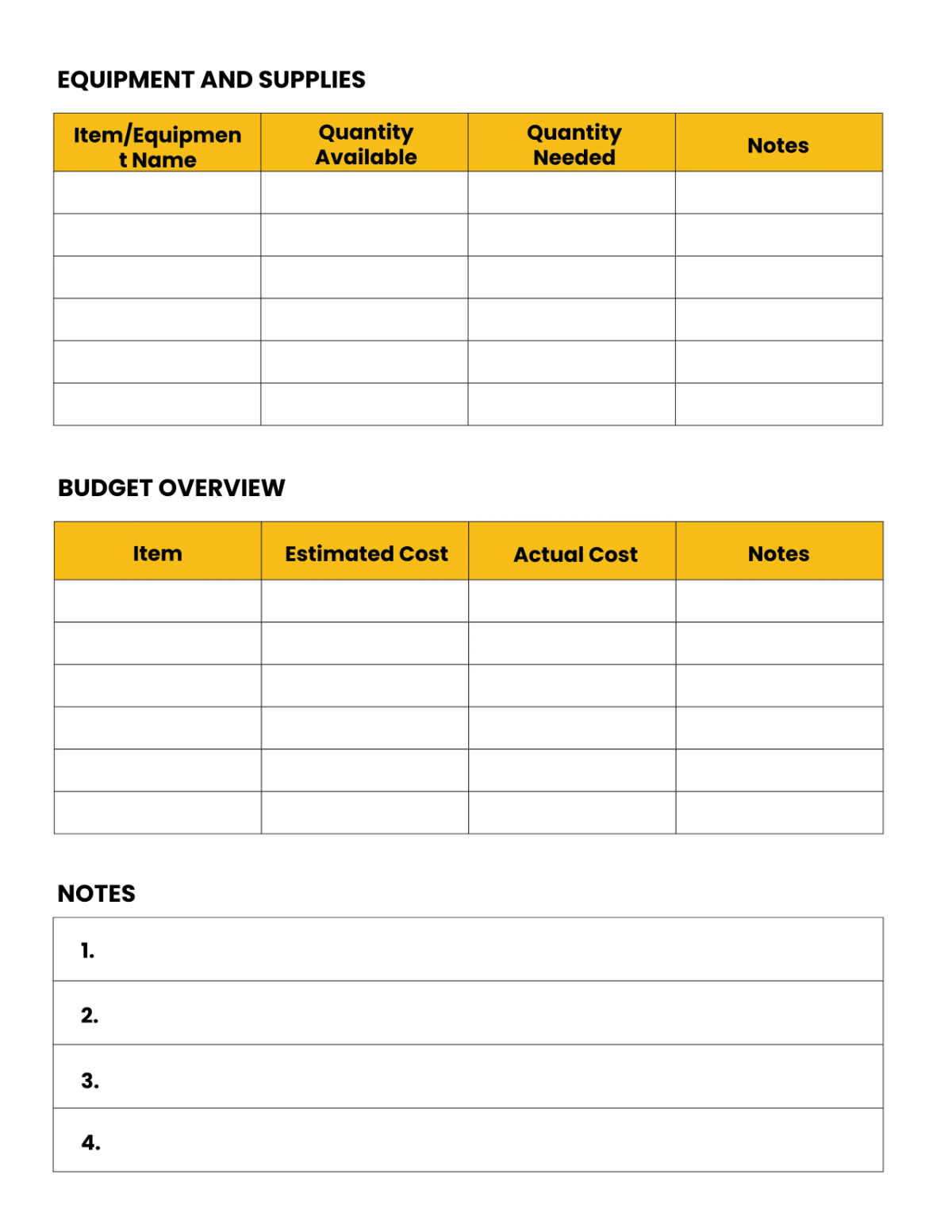 Free Catering Planner Template to Edit Online