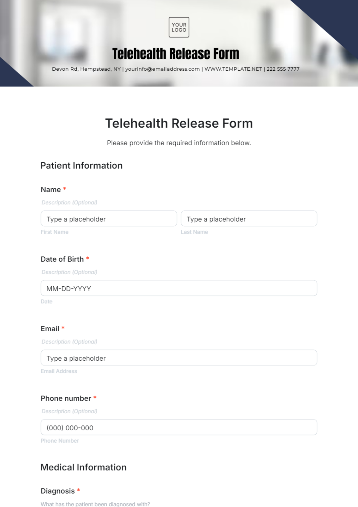 Telehealth Release Form Template