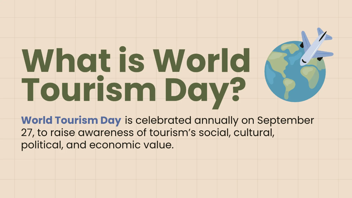 Free World Tourism Day Presentation Template to Edit Online