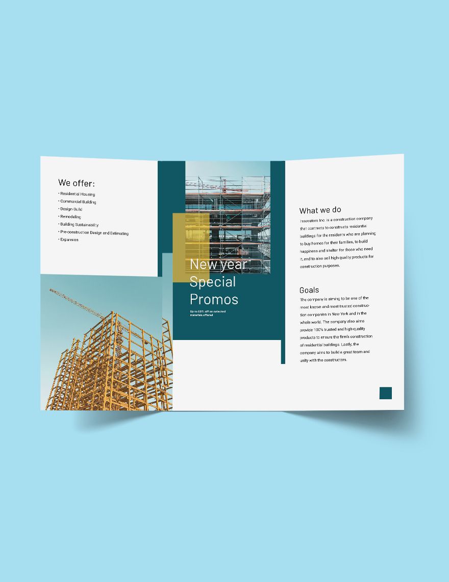 Modern Residential Construction Tri-Fold Brochure Template