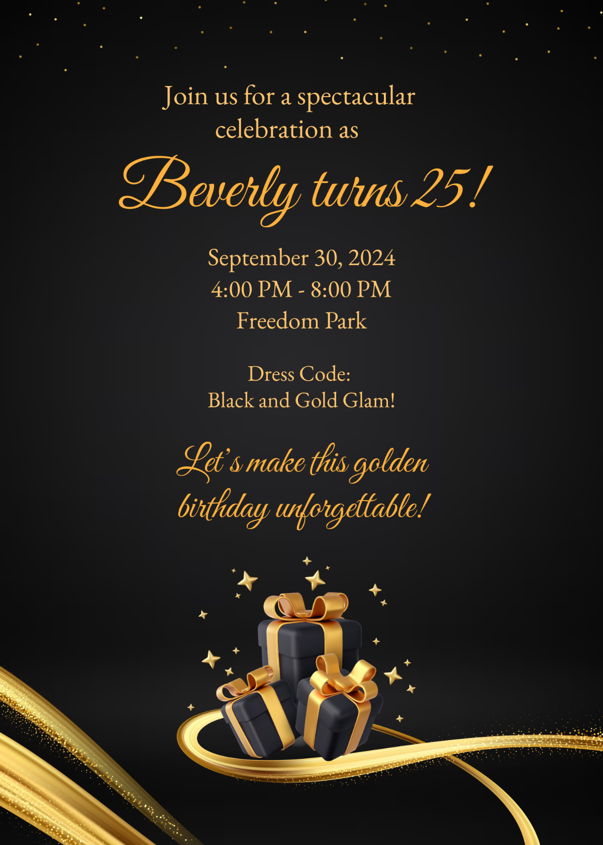 Black and Golden Birthday Invitation