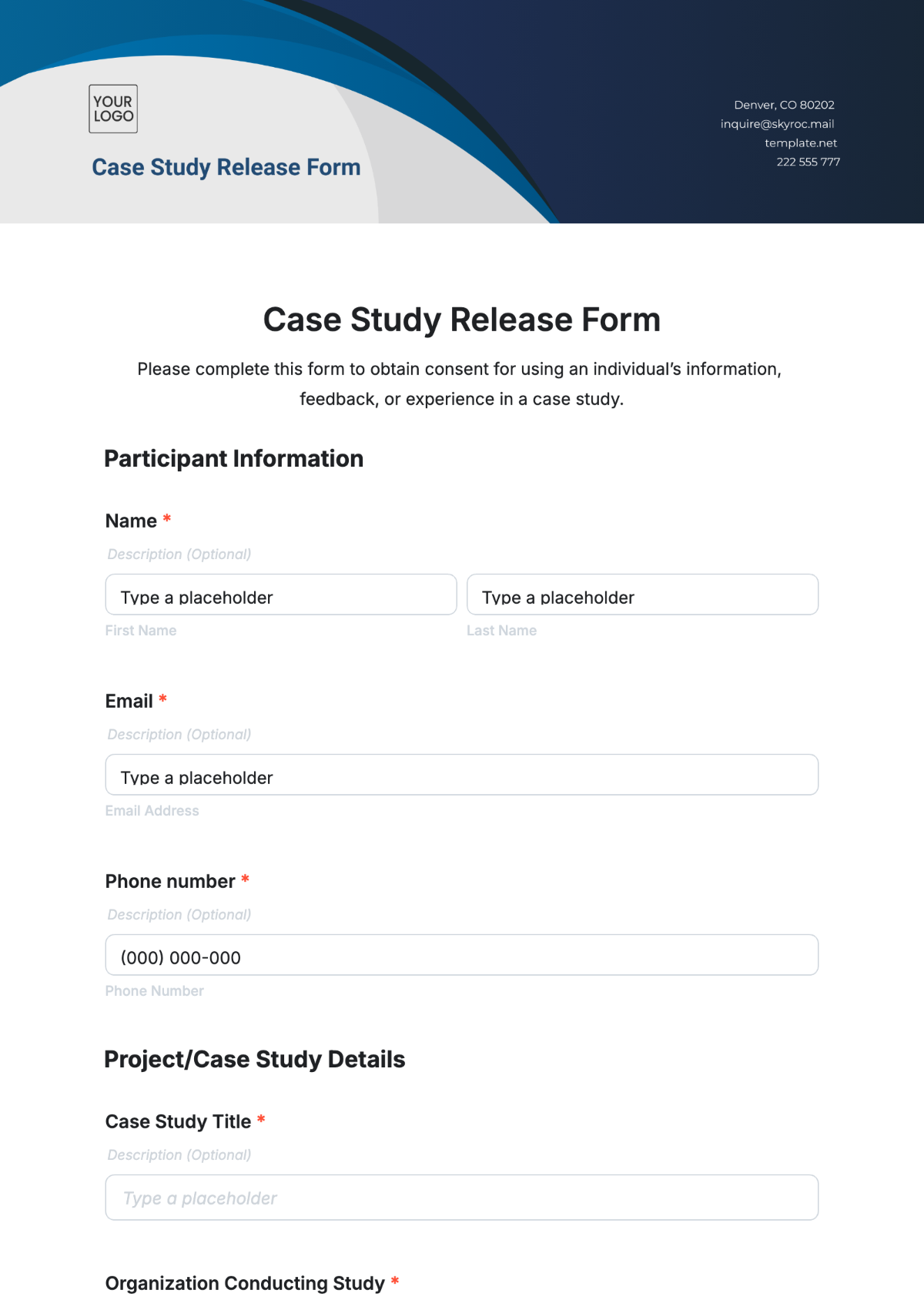 Case Study Release Form Template