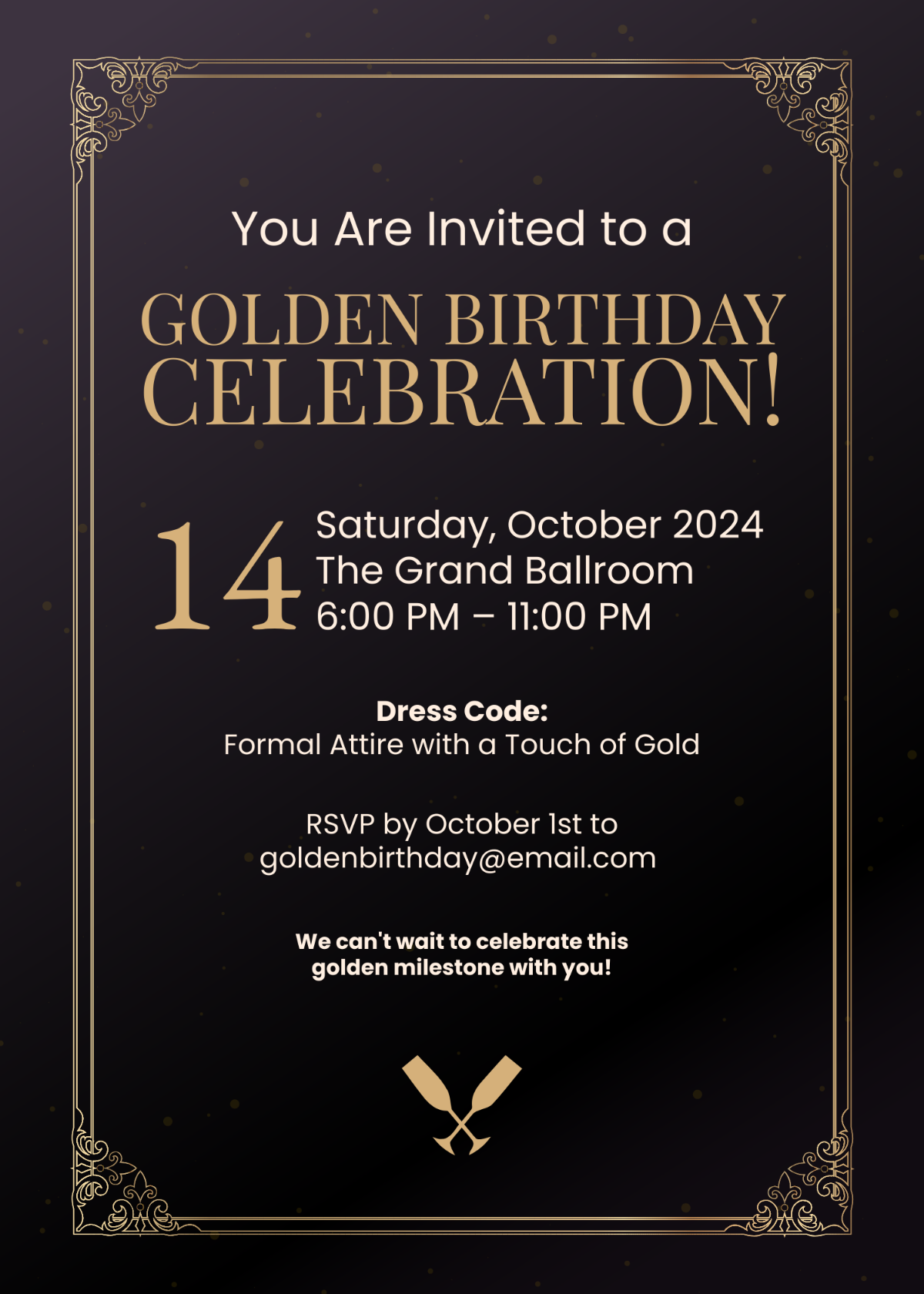 Luxury Golden Birthday Invitation