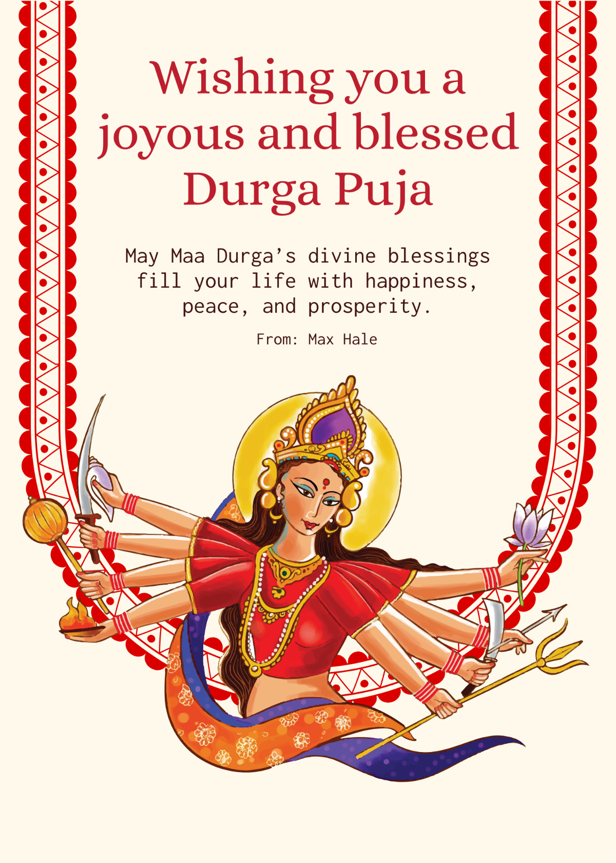 Durga Puja Wishes Template - Edit Online & Download