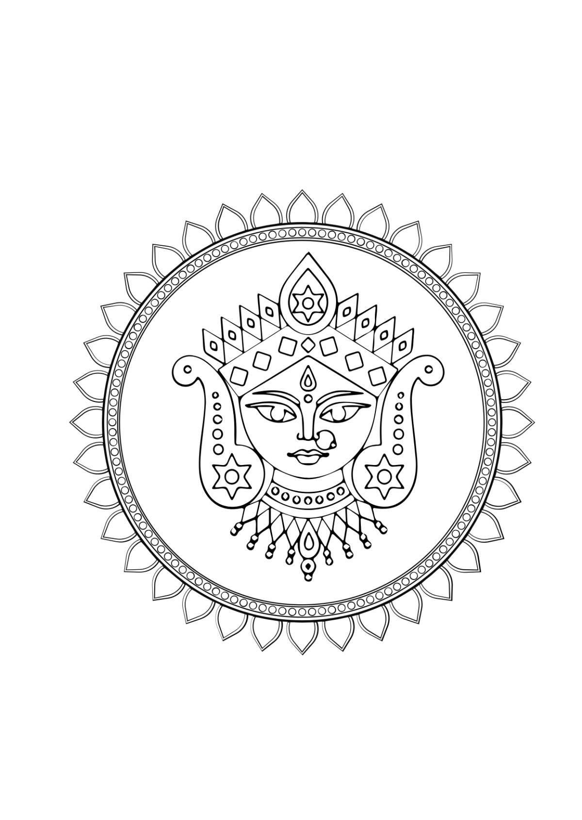 Durga Puja Celebration Drawing