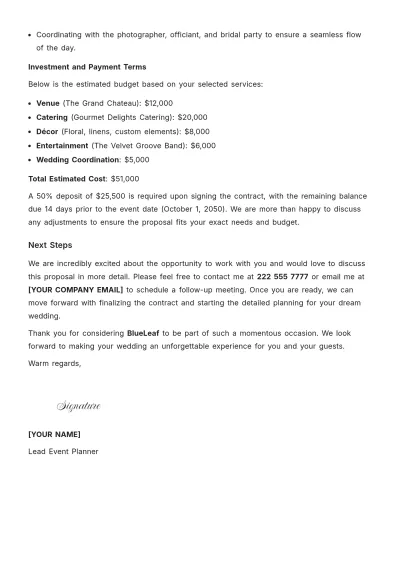 Free Private Event Proposal Letter Template to Edit Online