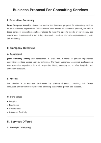 Free Business Proposal For Consulting Services Template to Edit Online