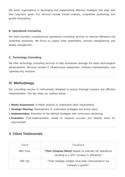 Free Business Proposal For Consulting Services Template to Edit Online