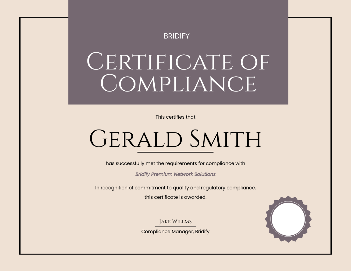 Certificate of Compliance