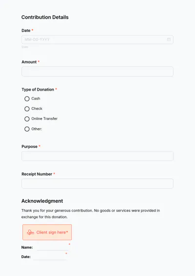 Free Church Receipt Form Template to Edit Online