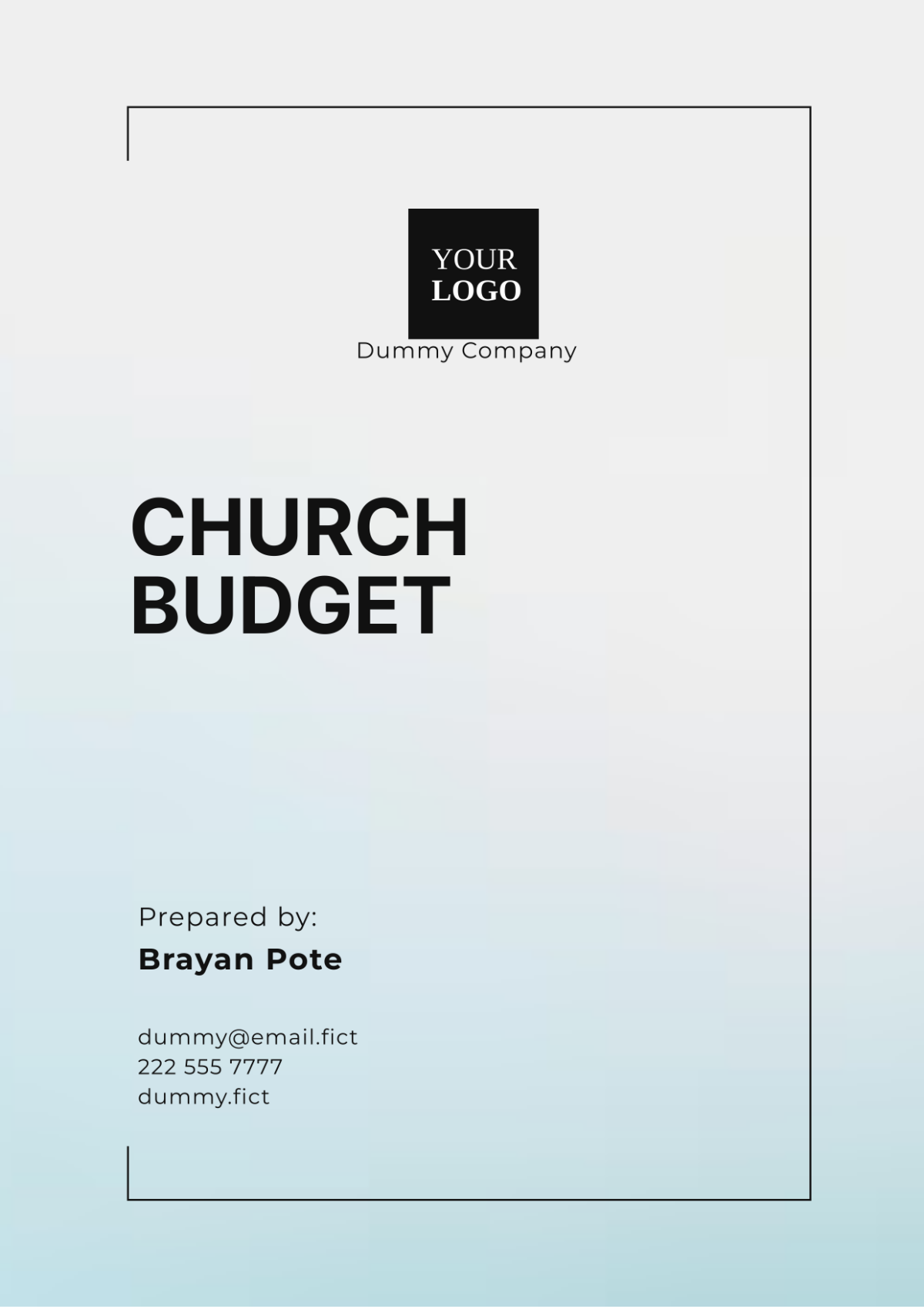 Sample Church Budget Template