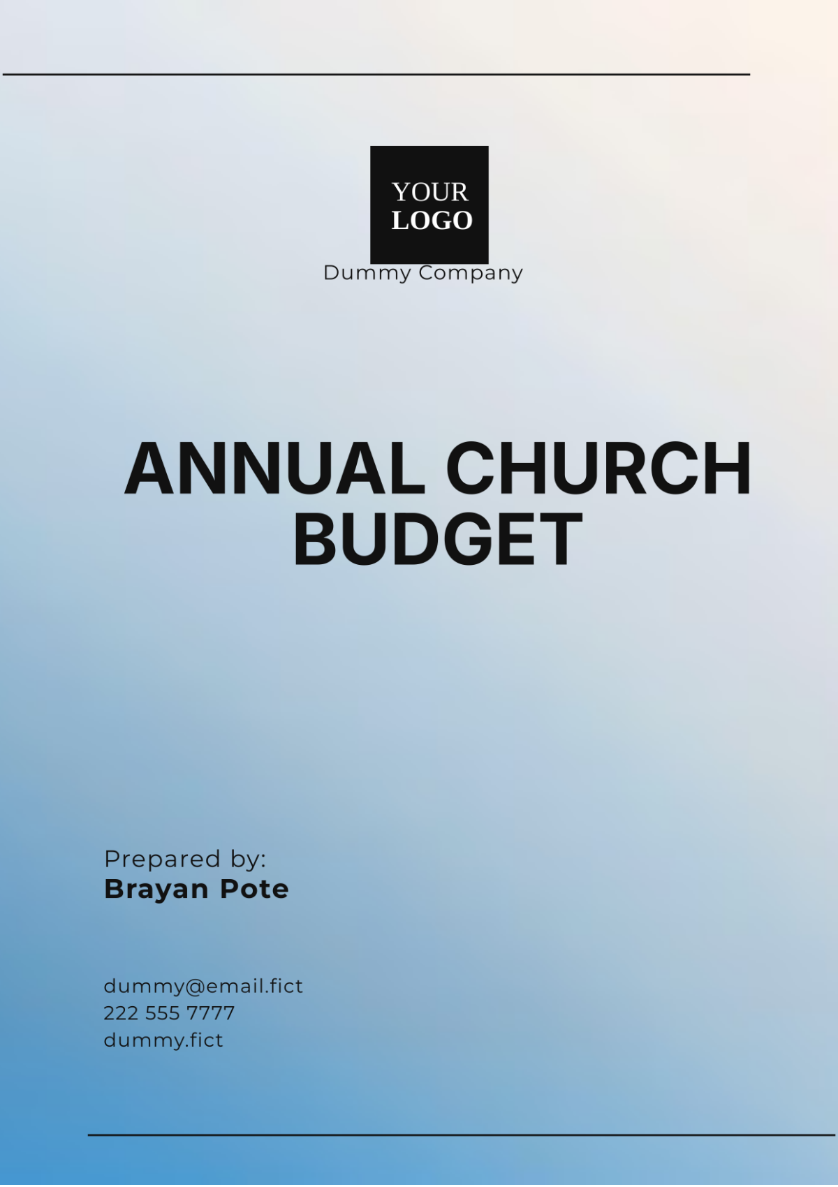 Annual Church Budget Template